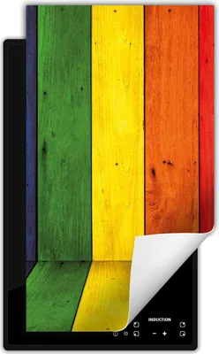 Produktbild von DarHaus Herdabdeckplatte 1 teilig 30x52 cm Anti Rutsch Matte Aufrollbar, bunt - Holz