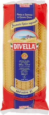 Produktbild von 24x Divella Mafaldine N. 81 Hartweizengrieß Pasta Italienische Nudeln 500g Packung + Italian Gourmet Polpa di Pomodoro 400g Dose