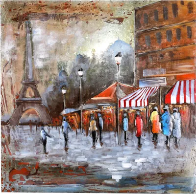 Produktbild von Wandbild 3D Metallbild Paris 80x80x5cm handgefertigt
