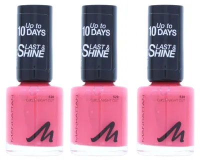 Produktbild von 3 x Manhattan Last & Shine Nail Polish 520 Girls Night Out je 8ml Nagellack Schnell Trocknend