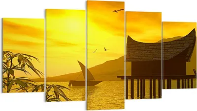 Produktbild von Bild auf Leinwand - Leinwandbild - Asien Berg Meer Felsen - 160x85cm - Wand Bild - Wanddeko - Leinwanddruck - Bilder - Kunstdruck - Wanddekoration - Leinwand bilder - Wandkunst - EA160x85-0363