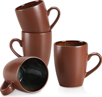 Image de Tasses à café vancasso, série BUBBLE en grès, lot de 4 tasses en grès, tasses de 380 ml, style vintage
