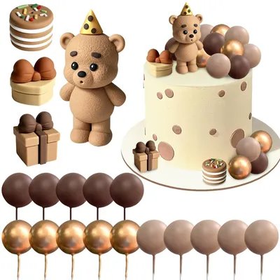 Produktbild von Kuchen Topper Bär - 19 Stück Tortendekoration für Kinder