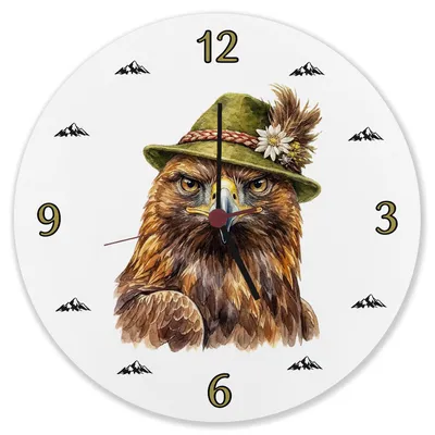 Produktbild von Steinadler mit alpenländischem Trachtenhut Wanduhr aus Alu