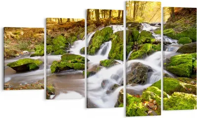 Produktbild von Bild auf Leinwand - Leinwandbild - Sonne Berg Bach Park - 100x60cm - Wand Bild - Wanddeko - Leinwanddruck - Bilder - Kunstdruck - Wanddekoration - Leinwand bilder - Wandkunst - EG100x60-2636