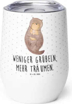 Produktbild von Mr. & Mrs. Panda Thermobecher Otter Muschel - Weiß - Geschenk, glühweinbecher, kaffee tasse, Träumen, Thermo Becher, Motivation, Isolierbecher, Optimistisch, Büro