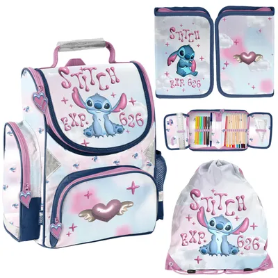 Produktbild von Schulranzen für Kinder mit Federmäppchen Lilo und Stitch Motiv - 1-3 Klasse 3-TEILIGES SCHULSET