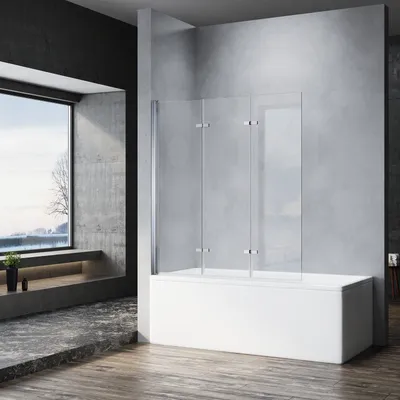 Image de SONNI NANO baignoire pliable salle de bain 130x130cm paroi pliante en 3 parties pour baignoire ESG paroi de douche