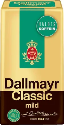 A product shot of Dallmayr Classic mild coffee packaging.
