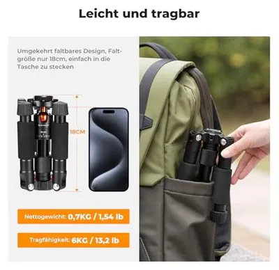 Productafbeelding van K&F CONCEPT Mini statief, 52 cm, statief voor camera op bureau