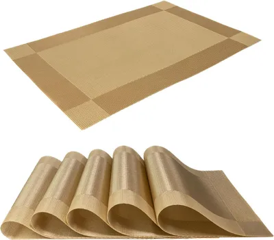 Produktbild von Intirilife 6x Platzset aus PVC in Gold - 45 x 30 cm - Tischset Tischmatte Untersetzer abwischbar hitzebeständig für Küche Esstisch