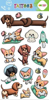 Produktbild von Abwaschbare Tattoos 10 x 20 cm Corgi Team Happy Color