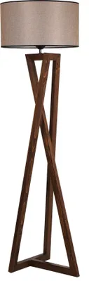 Produktbild von Opviq, Maçka Ceviz Ahşap Lambader Silindir Koyu Hasır Abajurlu, Stehlampen, Nussbaum, Holz, 45 x 45 x 149 cm