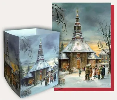 Produktbild von Tischlaterne Seiffener Kirche als Pergamentlaterne Erzgebirge