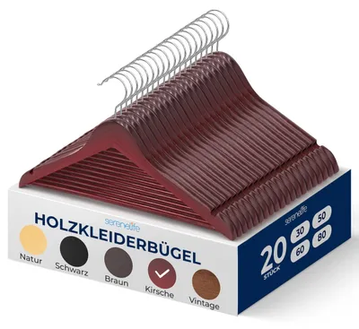 Productafbeelding van SereneLife kledinghangers van hout, 20 stuks - Houten kledinghangers