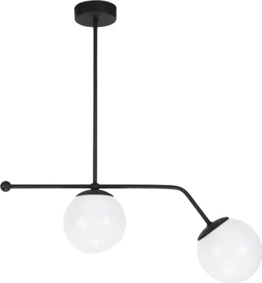 Image de Plafonnier avec abat-jour noir et boules en verre CALIPSO 13-838