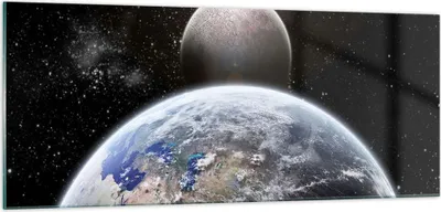 Produktbild von Bilder auf glas - Apokalypse Meteorit Sterne Planet - 100x40cm - Glasbilder - Wandbilder - Kunstdruck - Wanddekoration aus Glas - Glas Bilder - Wandbild auf Glas - GAB100x40-0352