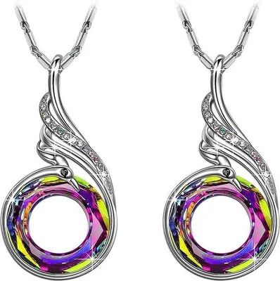Immagine prodotto di Collana colorata con cristalli a forma di pavone e farfalla, 45 cm