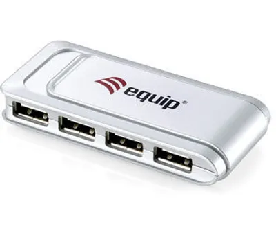 Produktbild von Equip USB 2.0 04 Port equip Slim Hub, 77 x 38 x 12 mm, Windows 98SE, ME, 2000, XP, Vista, 7, Mac OS 8.6