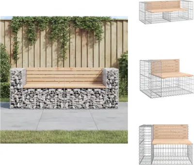 Obrázek produktu pro vidaXL Gabionová zahradní lavice 184x71x65,5 cm z masivního borovicového dřeva - Zahradní lavice