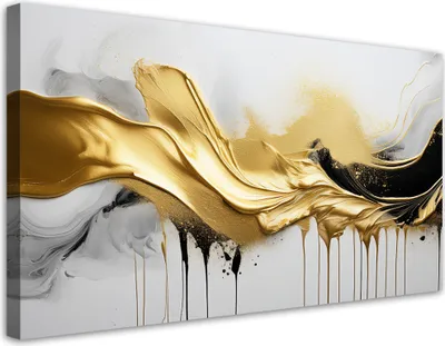 Produktbild von Leinwandbild Goldene 3D-Abstraktion 80x40 Feeby Gold bild für die wand bereit zum aufhängen