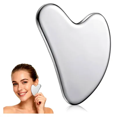 Produktbild von Edelstahl Gua Sha Stein, Gesichtsmassagegerät zur Linderung von Muskelverspannungen und Schwellungen