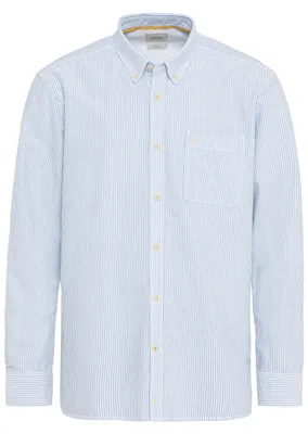 Produktbild von camel active Oxford Streifenhemd Herren aus Organic Baumwolle Blau-Weiß, 4XL