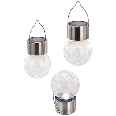 Produktbild von esotec Solar Hängeleuchten 3er-Set Crackle Balls kaltweiß outdoor IP44 102308