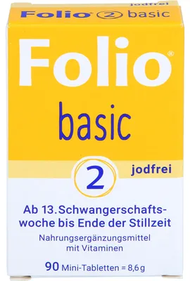 Image de Folio Basic 2 mini-comprimés sans iode à partir de la 13e semaine jusqu'à la fin de l'allaitement, 90 comprimés