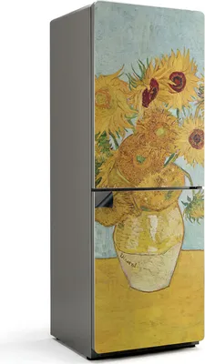 Zdjęcie produktu dla Słoneczniki Van Gogha - magnetyczna osłona na lodówkę - magnetyczna osłona na lodówkę - magnes na lodówkę - samoprzylepna tablica magnetyczna - folia magnetyczna na drzwi lodówki - 70x190 cm