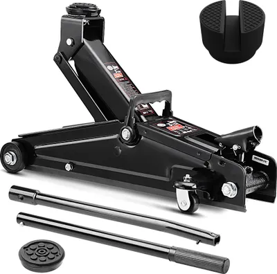 Produktbild von DEUBA® hydraulischer Wagenheber 3 Tonnen Hubhöhe 135-400mm inkl. 2 Gummiauflagen Stahlverstärkung KFZ Auto SUV Rangierwagenheber Hydraulik Rollbar