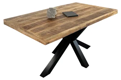 Produktbild von Esstisch Mango Massiv naturfarben 120 x 80 cm gerade Kanten Spider-Gestell schwarz RIO