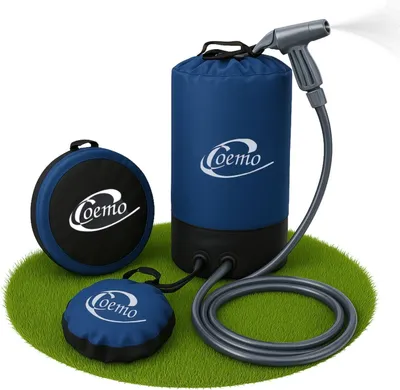 Produktbild von Coemo Campingdusche mit Fußpumpe, Gartendusche, Solardusche Schwarz