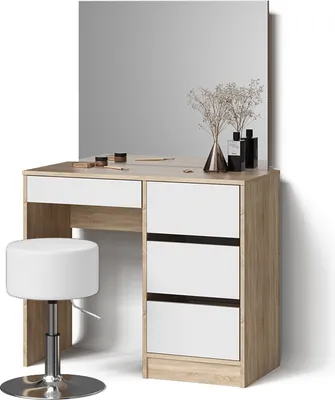 Produktbild von Schminktisch Livinity Imola Weiß/Sonoma 90 cm mit Hocker, Model 53069