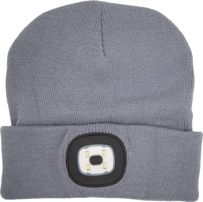 Produktbild von Mütze LED Beanie Wintermütze Grau Sportmütze Stirnlampe Freizeitmütze Damen Herren Licht LED