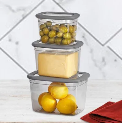 Produktbild von Vip Ahmet Frischhaltedose Organizer Behälter 3er-Set 800ml 1300ml 2300ml Vorratsbehälter stapelbar Motiv 2