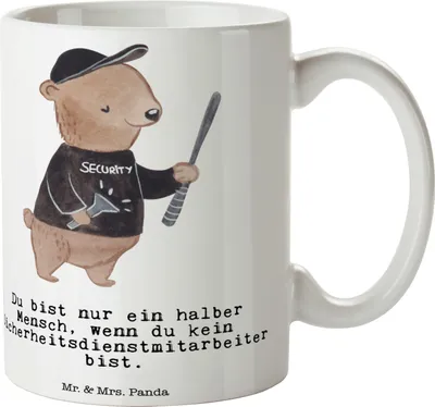Produktbild von Mr. & Mrs. Panda Tasse Sicherheitsdienstmitarbeiter Herz - Weiß - Geschenk, kaffeebecher bedruckt, Becher, kaffeetasse, Trinkbecher