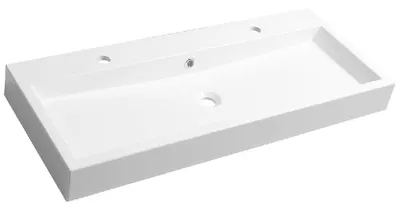 Immagine prodotto di Sapho Orinoko - Lavabo doppio 1000x420 mm, con sfioratore, fori per rubinetteria, bianco OR101