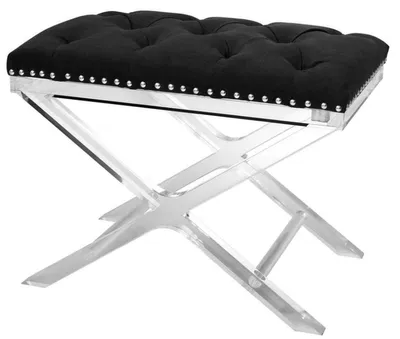 Image de Casa Padrino Luxe Tabouret Croisé Noir - Tabouret d'hôtel design