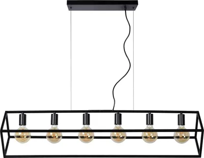Produktbild von Pendelleuchte Metall H: max. 161 cm Schwarz E27 länglich Retro