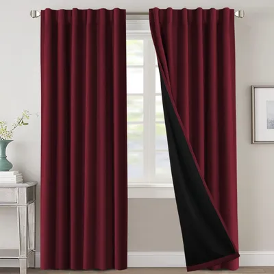 Verdunkelungsgardine, 2er Set, 260x140 cm, bordeauxrot, blickdicht