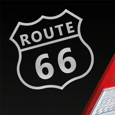 Produktbild von Auto Aufkleber Route 66 USA Bike Harley Motorrad 10x10 cm Silber Sticker Heckscheibenaufkleber