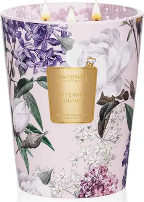 Image de Bougie parfumée à la lavande dans un verre 3 mèches 990g 150h de combustion Bougie en cire naturelle de soja Cadeau de luxe