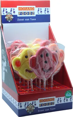Produktbild von Holland Foodz Äffchen Lutscher mit Fruchtgeschmack 100g 17er Display