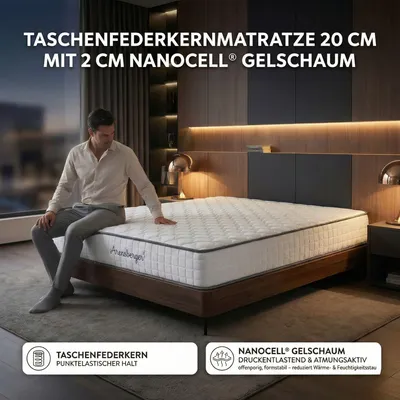 Immagine prodotto di Materasso a molle Arensberger JANA - Altezza 20 cm - Materasso con strato in schiuma - H3 Media rigidità - 7 zone - Molle - Comfort di riposo 160x200 cm