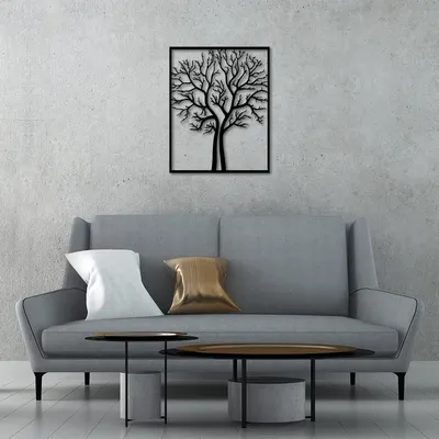 Produktbild von Wallity, Tree- SKL2333, Schwarz, Sonstige Wohndekorationen, 55 x 69 cm, 100% Metall (Dicke: 1