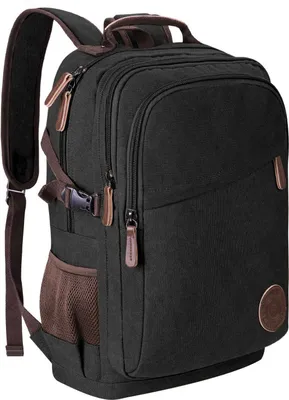 Produktbild von Rucksack Herren Canvas Schulrucksack Studenten Rucksack Jungen Teenager Arbeitsrucksack für Alltag Business,Schwarz