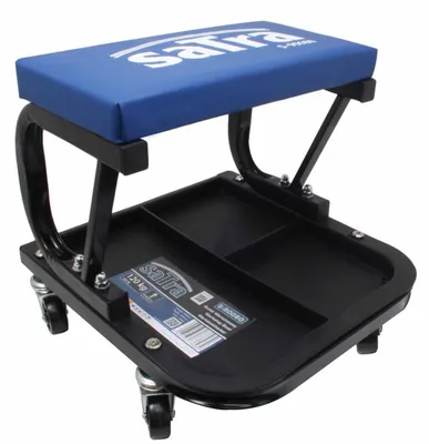 Immagine prodotto di Sgabello da officina, sgabello da lavoro blu con 4 ruote ripiano, sgabello da officina con rotelle, 120kg Satra
