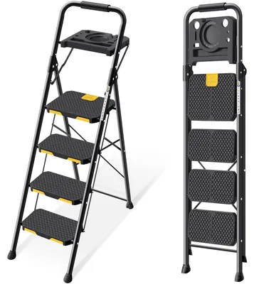 Productafbeelding van 4-Trede Vouwladder met Gereedschapsbak