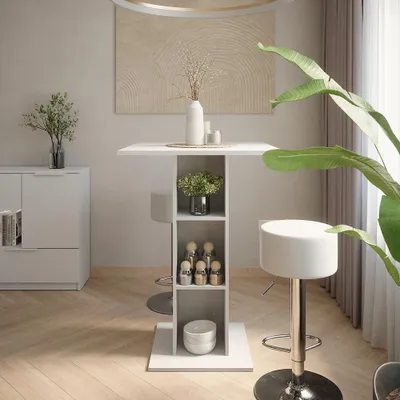 Obrázek produktu pro Stojací barový stůl se židlemi Vicco Repose Bílá 75 x 75 cm se 2 barovými stoličkami, Model 55717